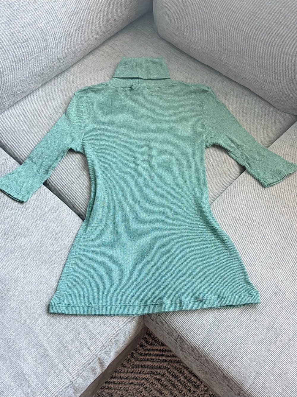 Michael Stars Sage Green Ribbed Turtleneck Top One Size Made in USA